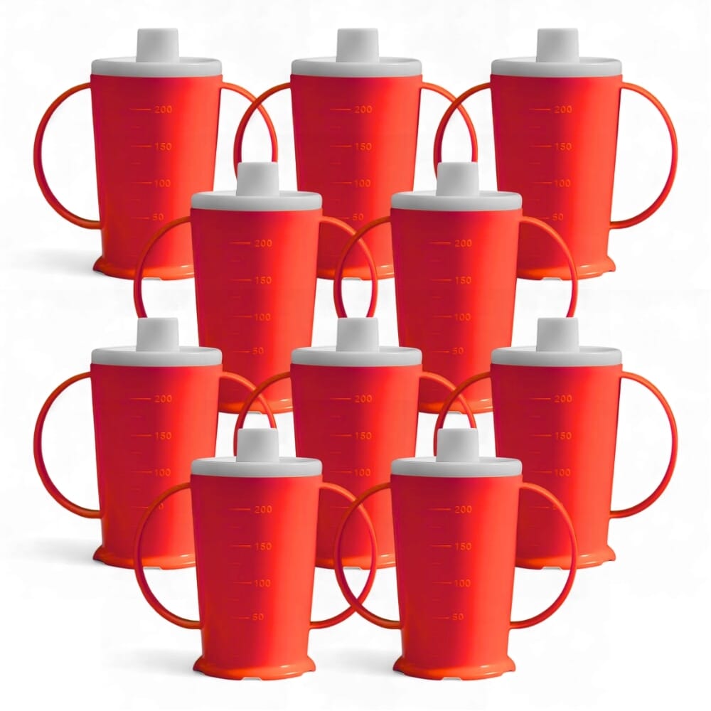 graduated two handled feeding beaker red pack of 10