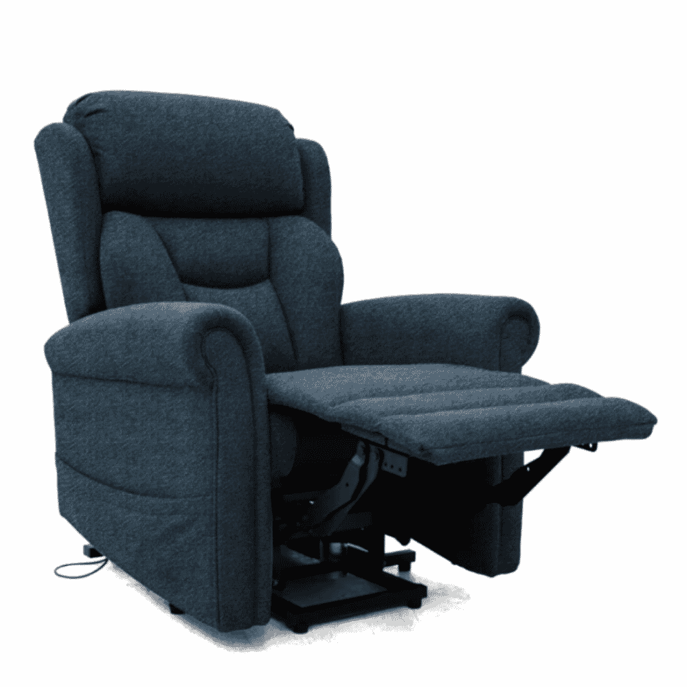 grande dallux nevis four motor riser recliner chair denim reclining