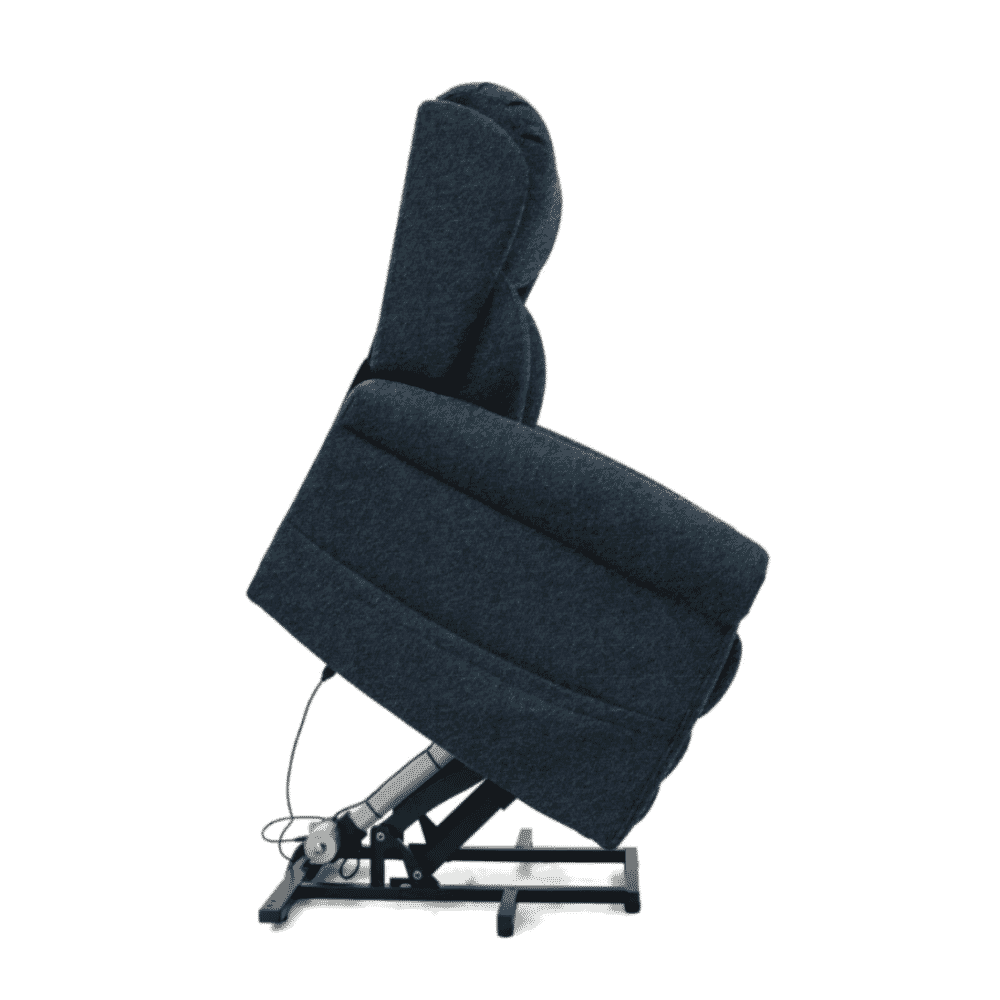grande dallux nevis four motor riser recliner chair denim rising side view