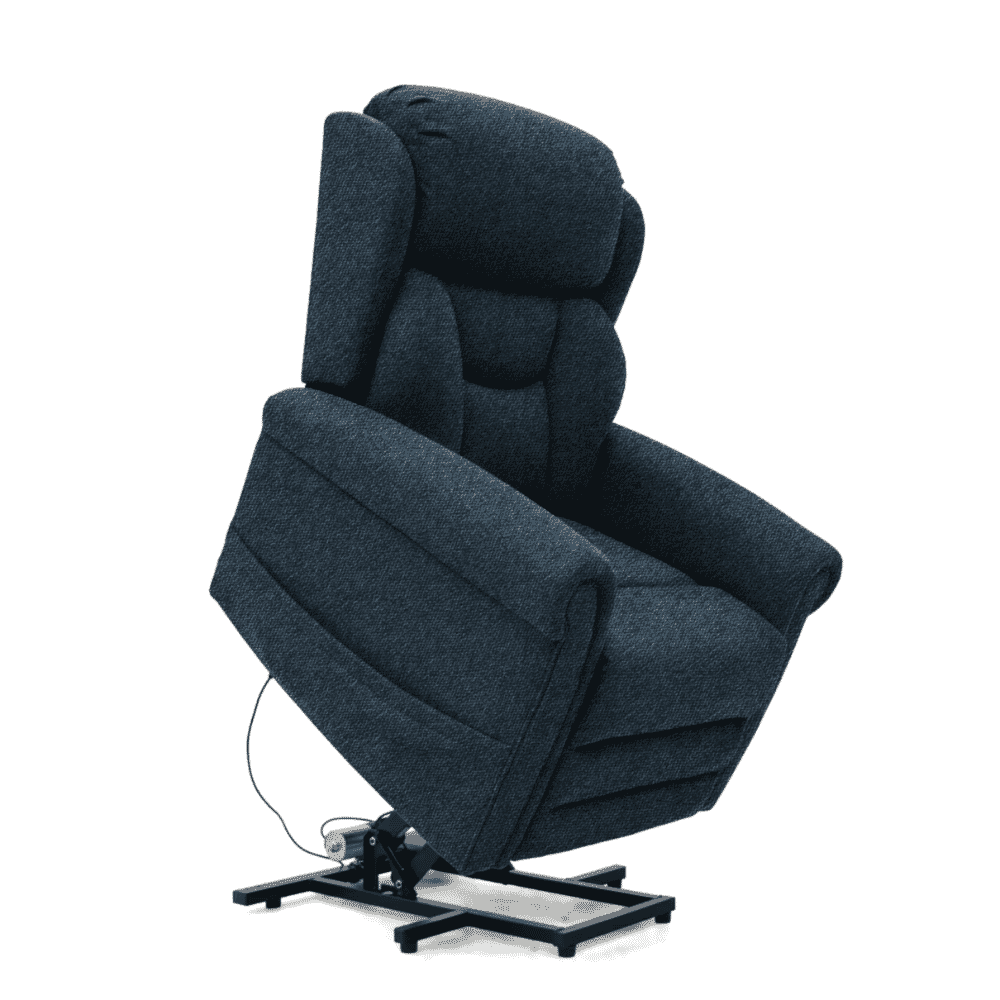 grande dallux nevis four motor riser recliner chair denim rising