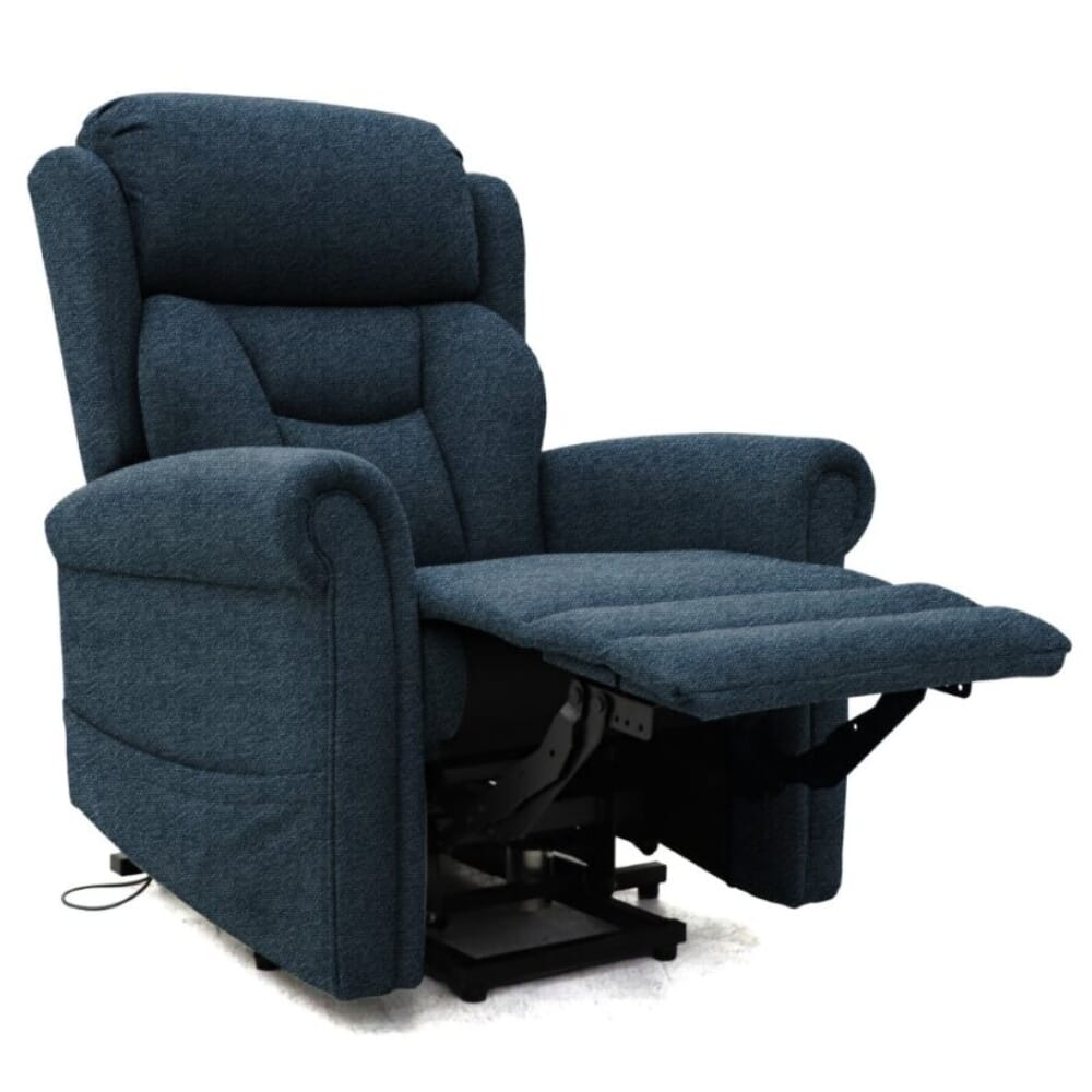 grande dallux nevis triple motor riser recliner chair denim reclining