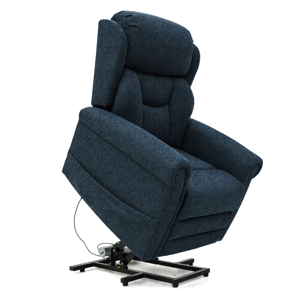 grande dallux nevis triple motor riser recliner chair denim rising