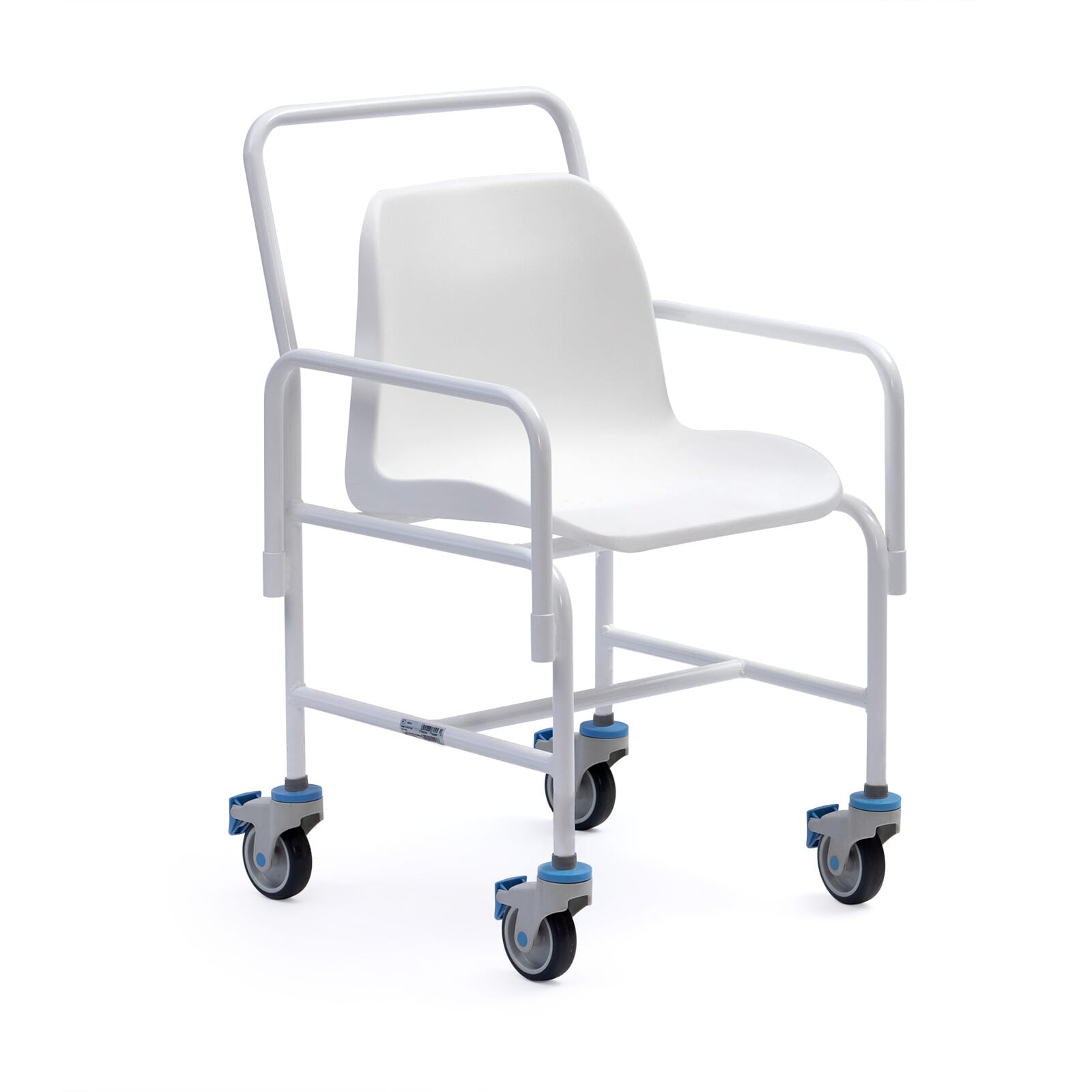 hallaton mobile shower chair fixed height 4 brake with detachable arms