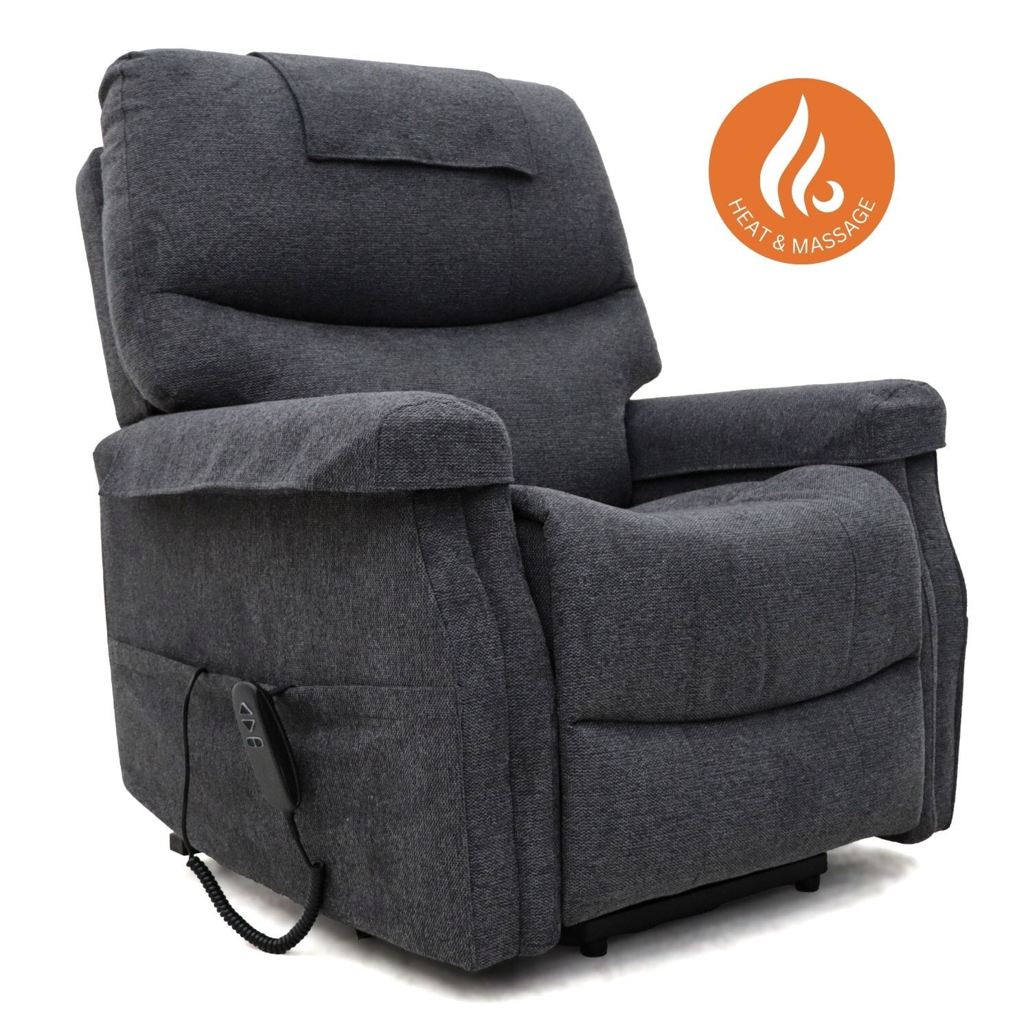 hamdon riser recliner charcoal with heat and massage