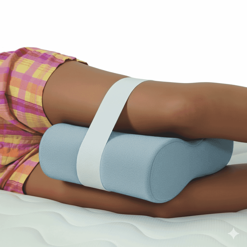 harley original knee support blue in use