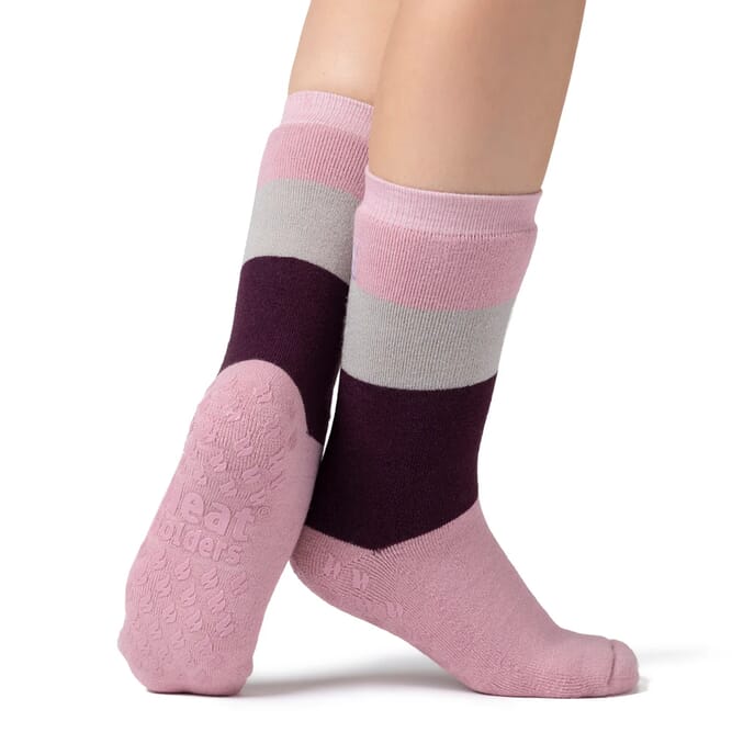 heat holders raynauds socks block stripe size 4 8 rose blush