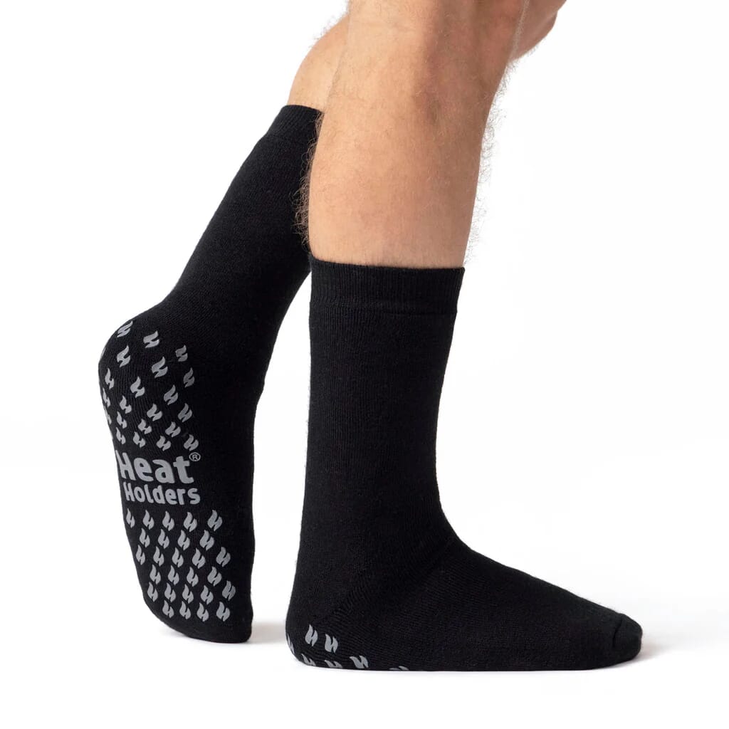 heat holders raynauds socks plain size 6 11 black with grey grip