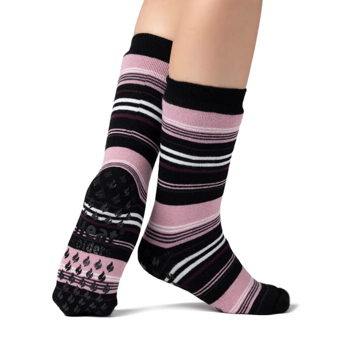 heat holders raynauds socks stripy size 4 8 black