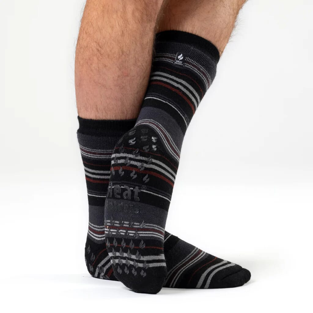 heat holders raynauds socks stripy size 6 11 black