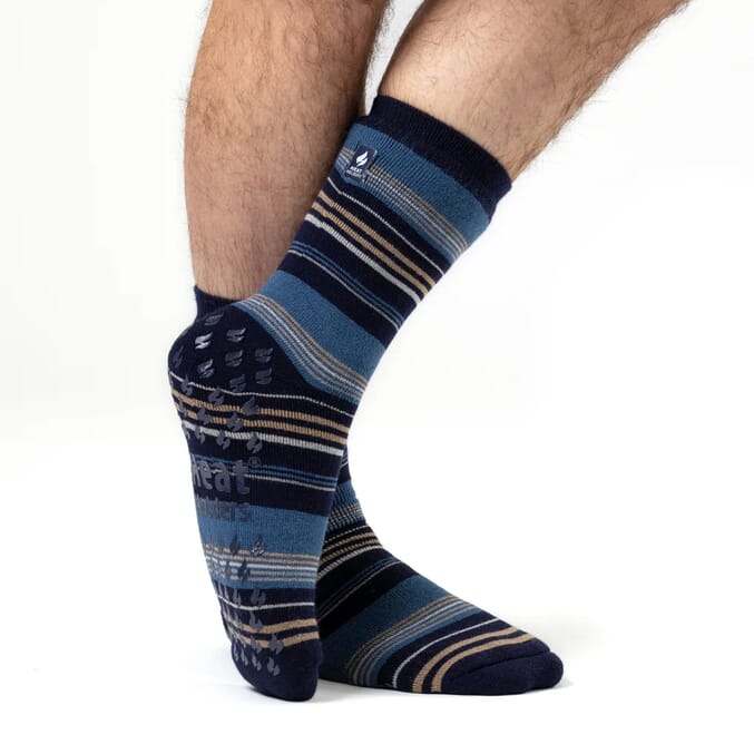 heat holders raynauds socks stripy size 6 11 navy