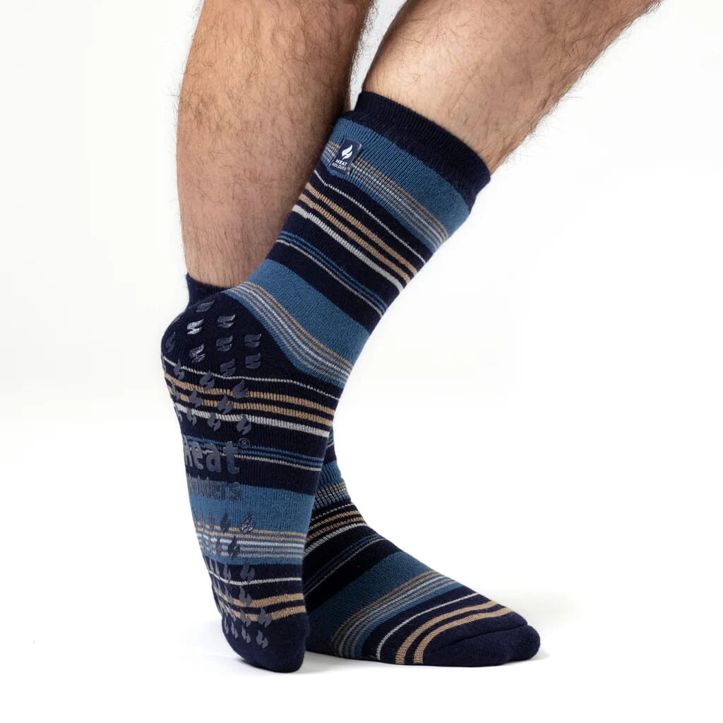 heat holders raynauds socks stripy size 6 11 navy