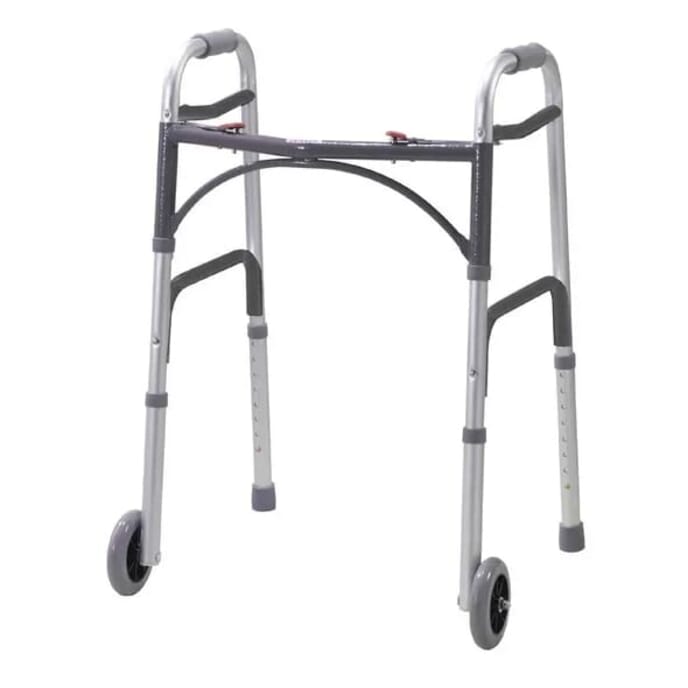 heavy duty but lightweight folding walking frame with wheels