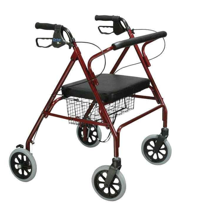 heavy duty rollator in red