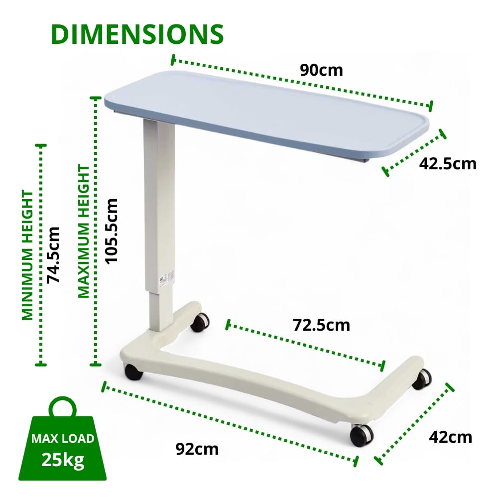 heavy duty wheelchair table dimensions