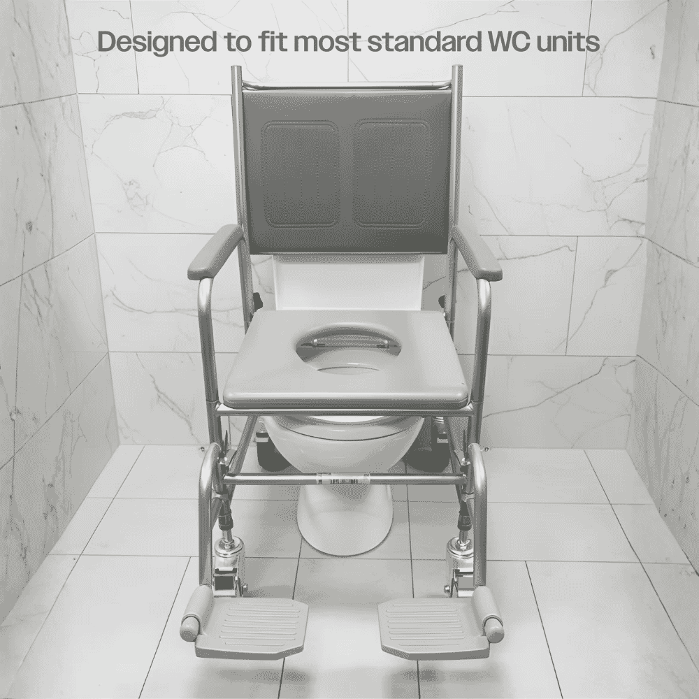 height adjustable mobile commode over toilet