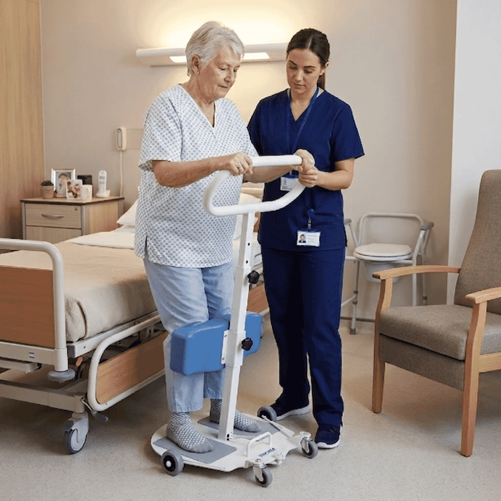 height adjustable patient turner in use