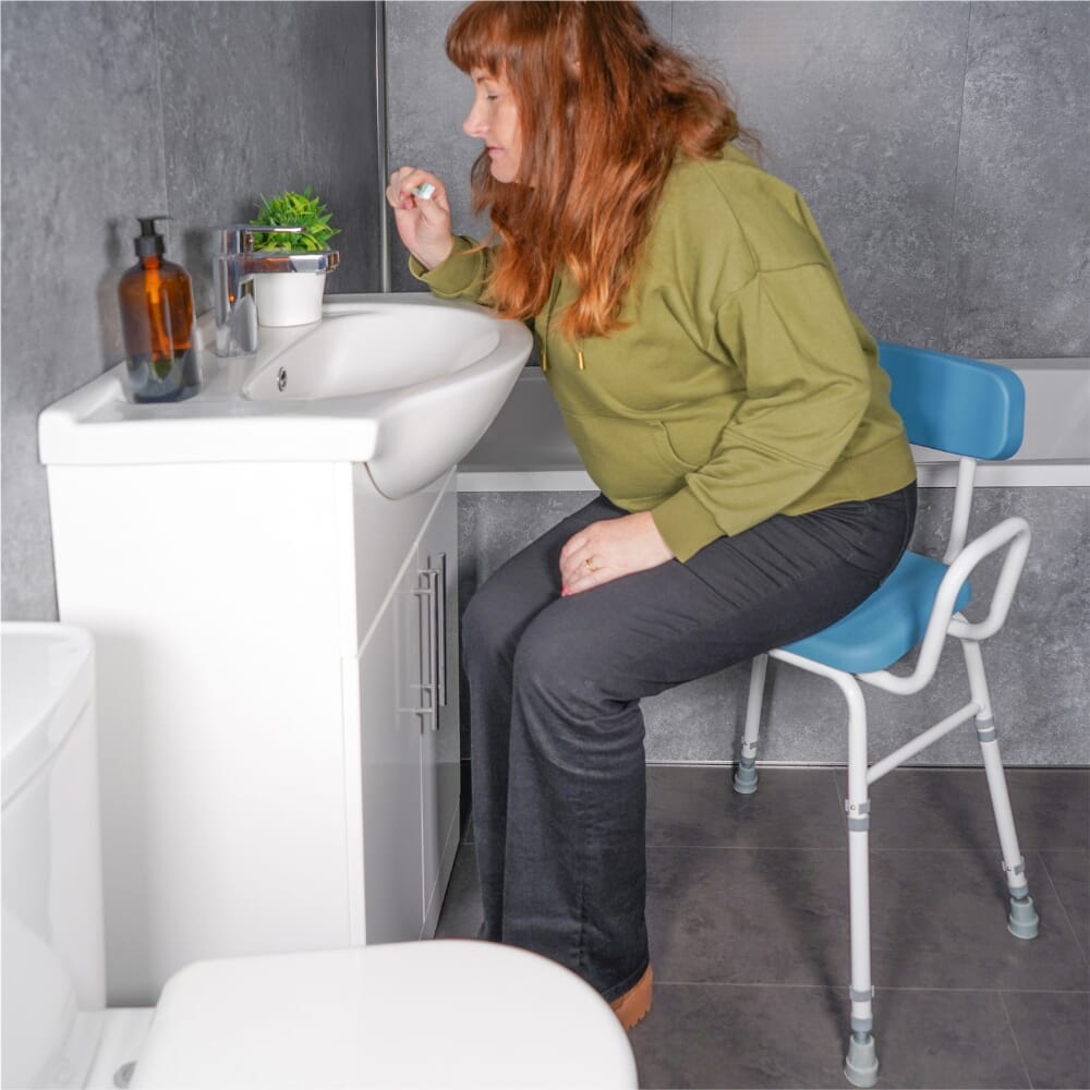 height adjustable perching stool bathroom