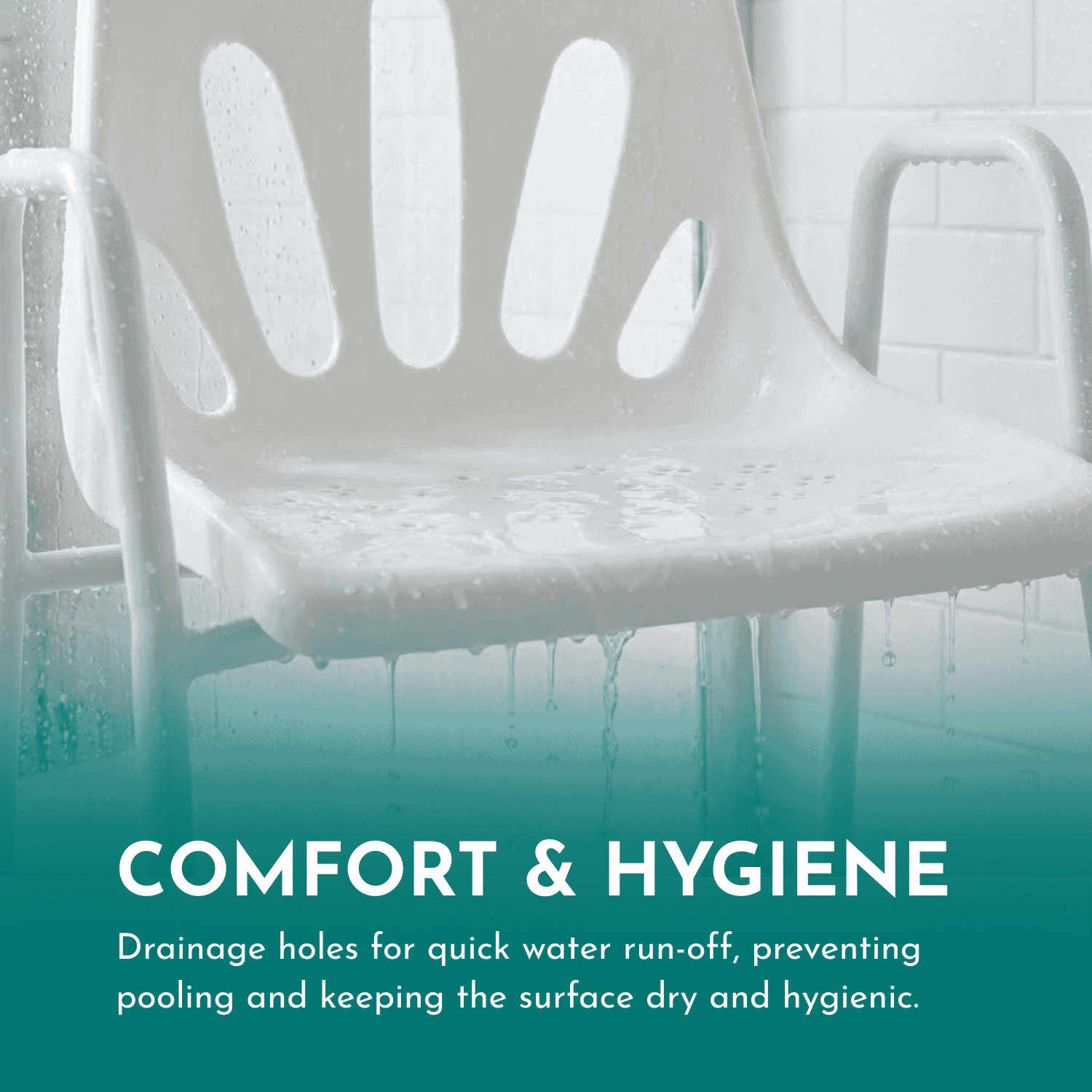 height adjustable shower chair drainage holes