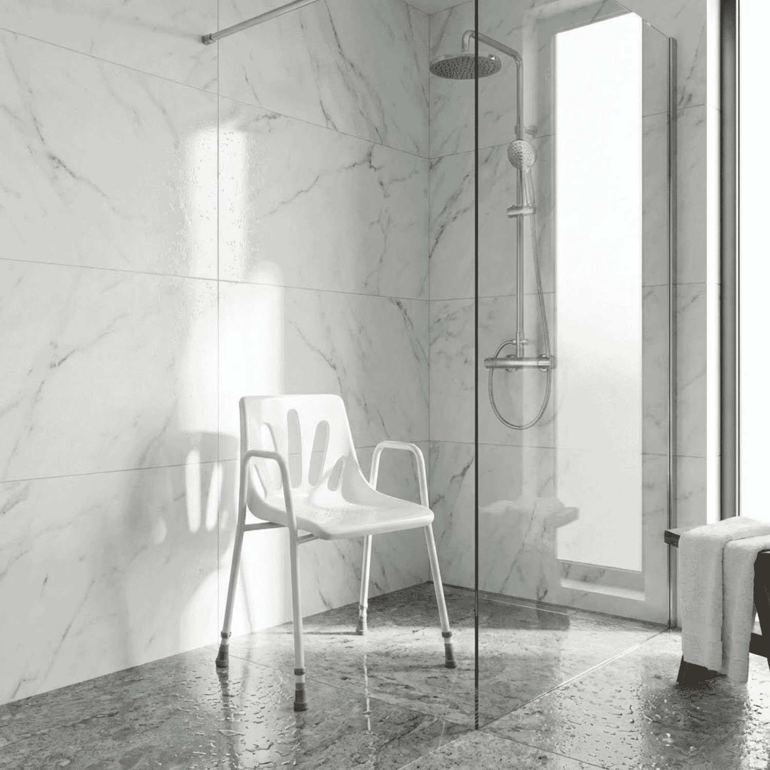 height adjustable shower chair lifesyle