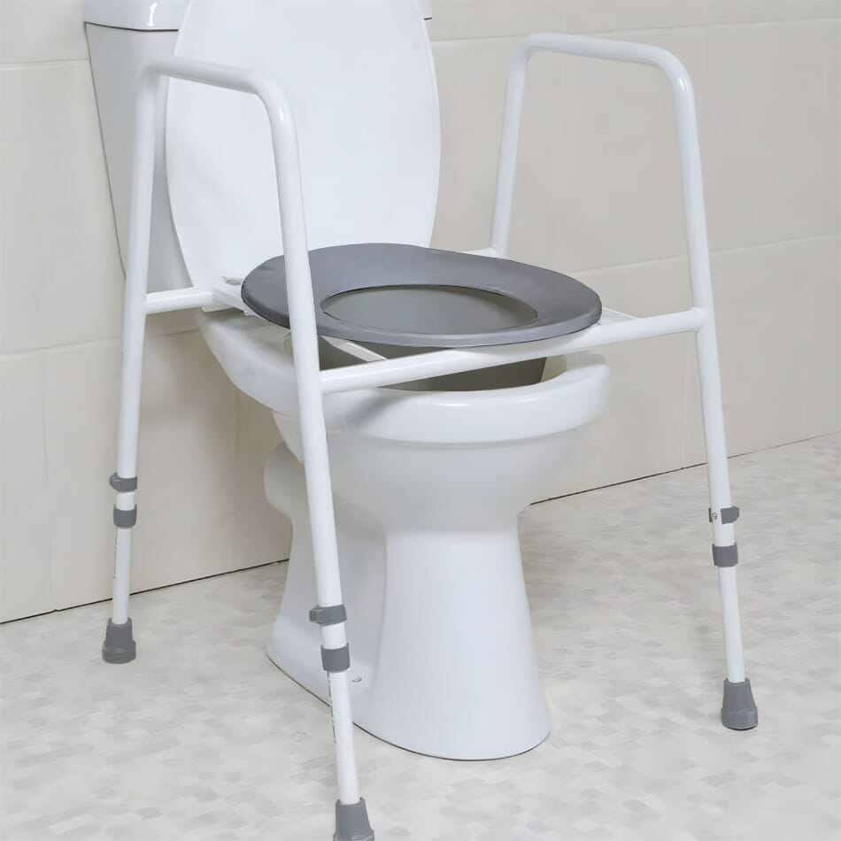 Height Adjustable Toilet Frame With Seat