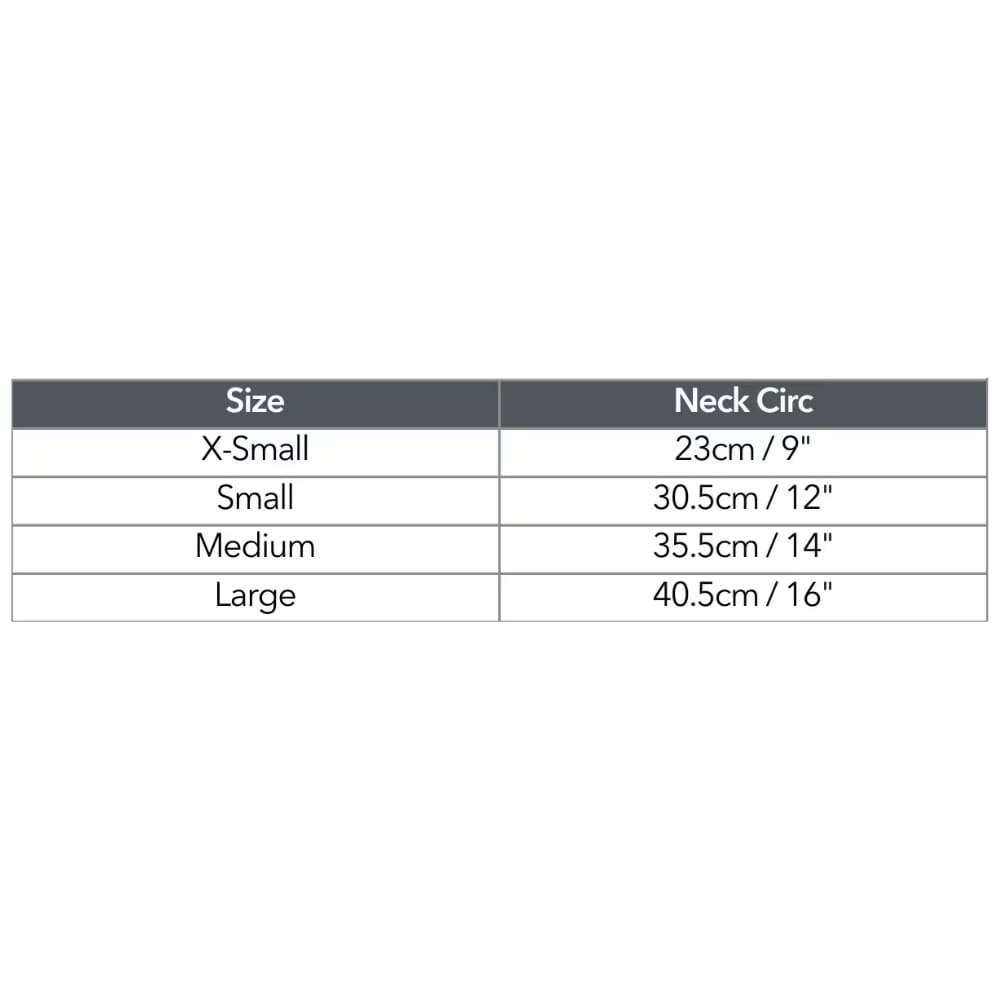 hensinger head support size chart
