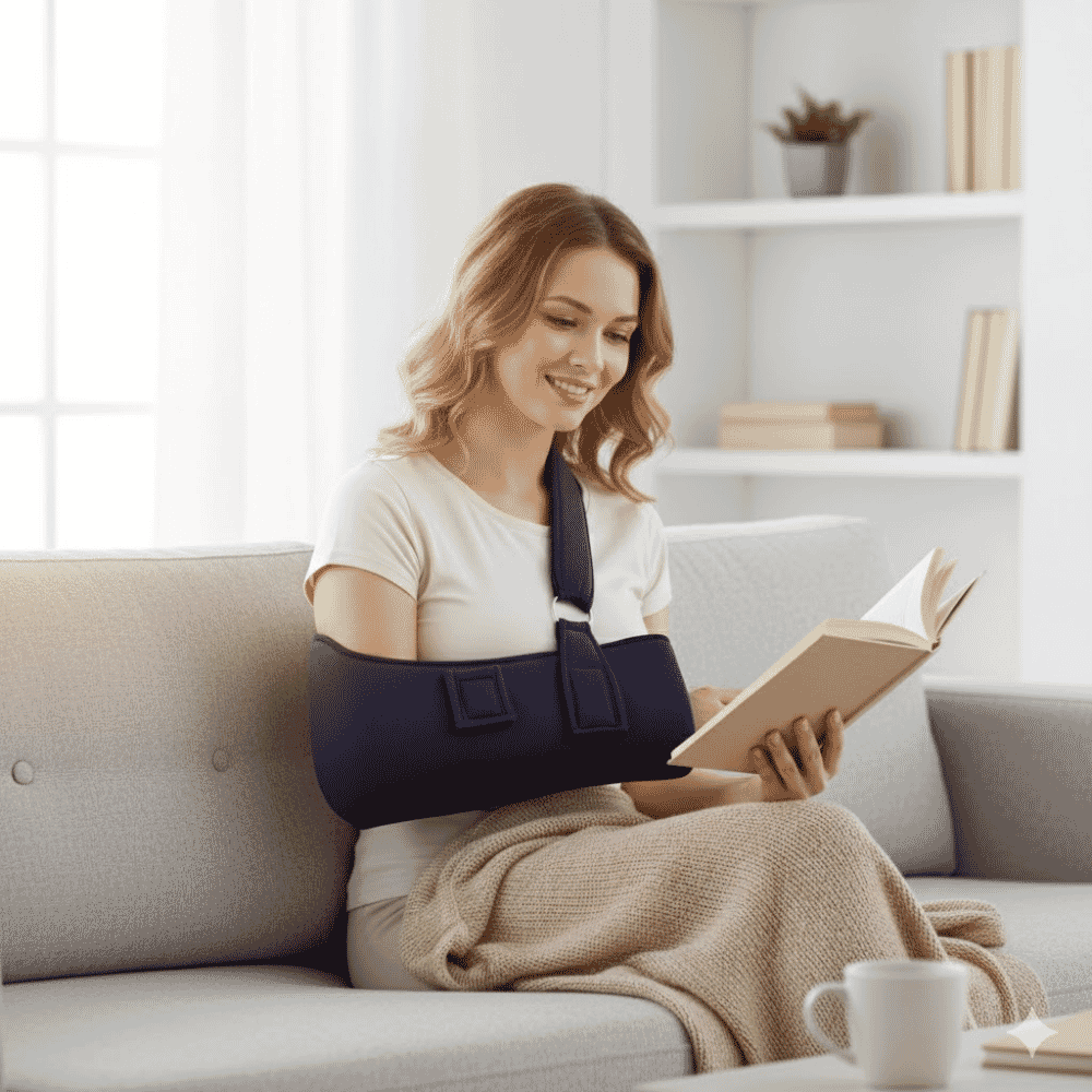 high arm sling in use