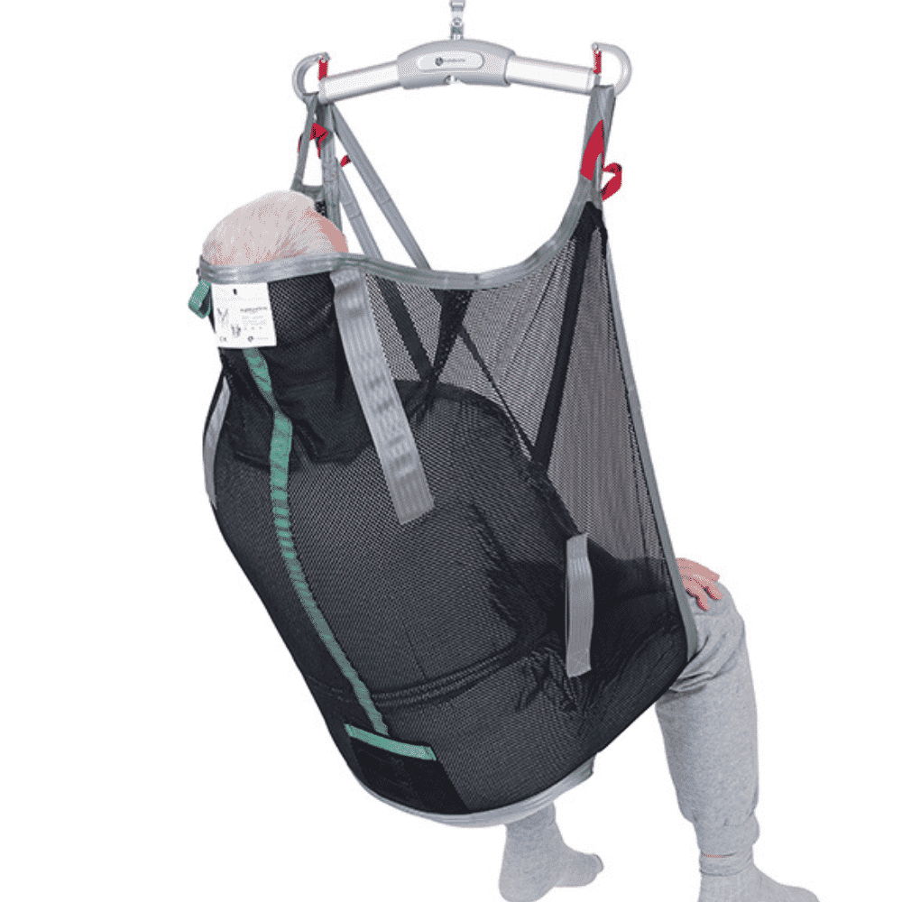 high back net sling without reinforced leg supports back