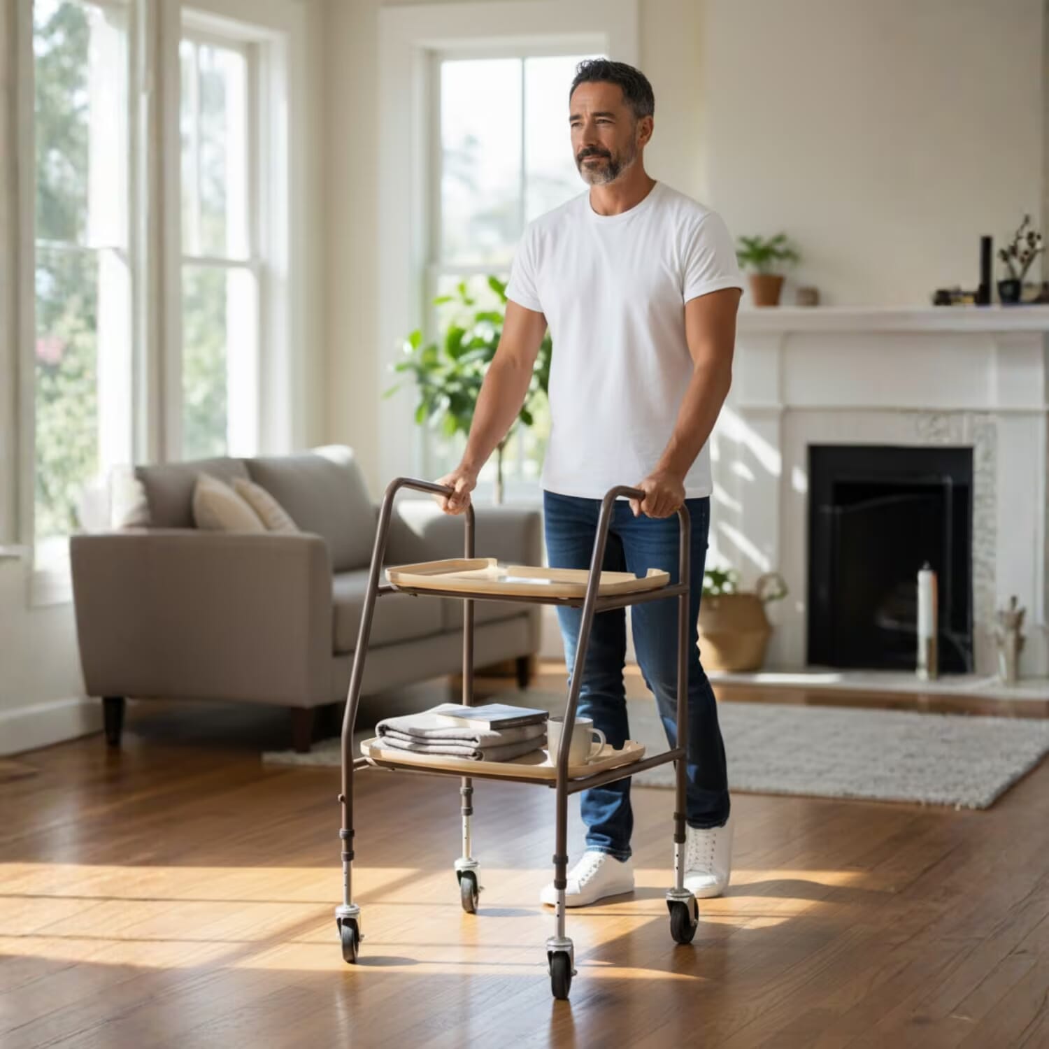 home helper trolley walker brown in house