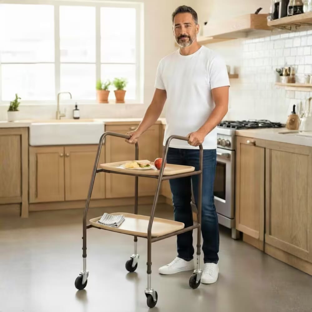 home helper trolley walker brown in kitchen