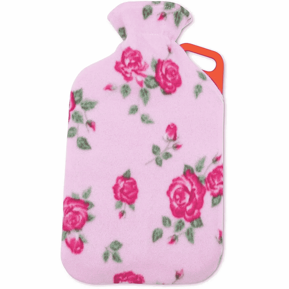 hot water bottle pink flora front