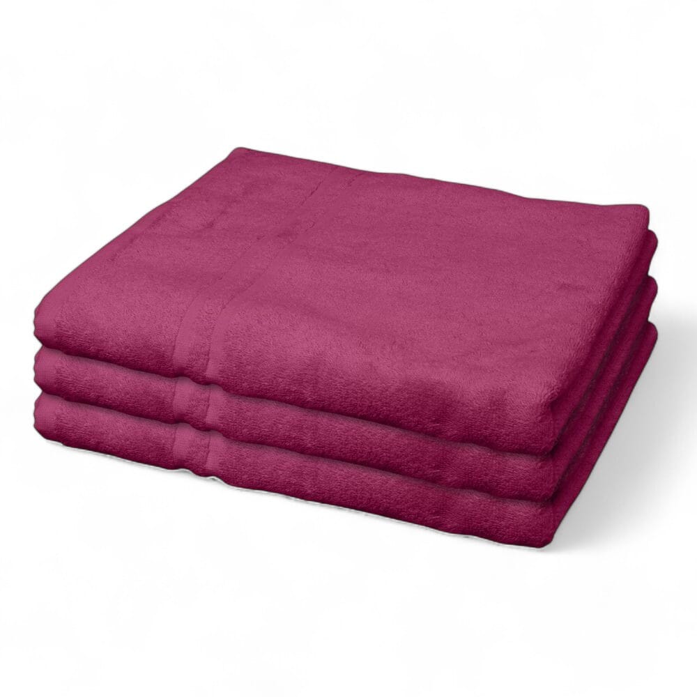 View Hunsbury Bath Towels Pack of 3 Festive Plum information
