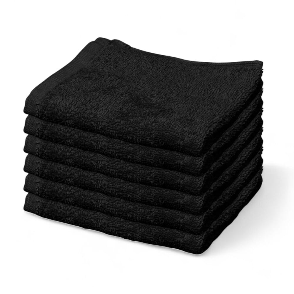 hunsbury face cloths pack of 6 black