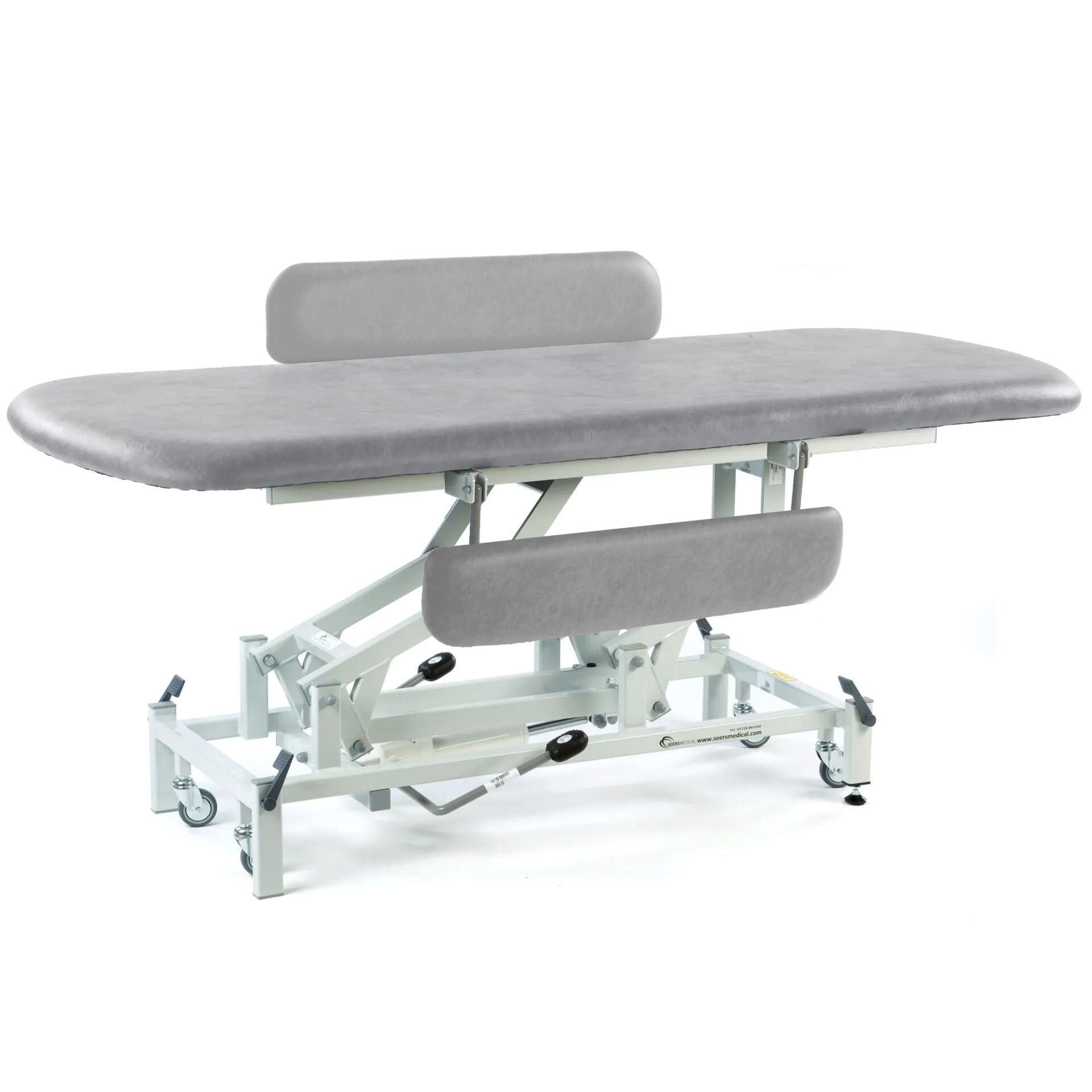 hydraulic changing table with retractable wheels light grey padded 1860mm