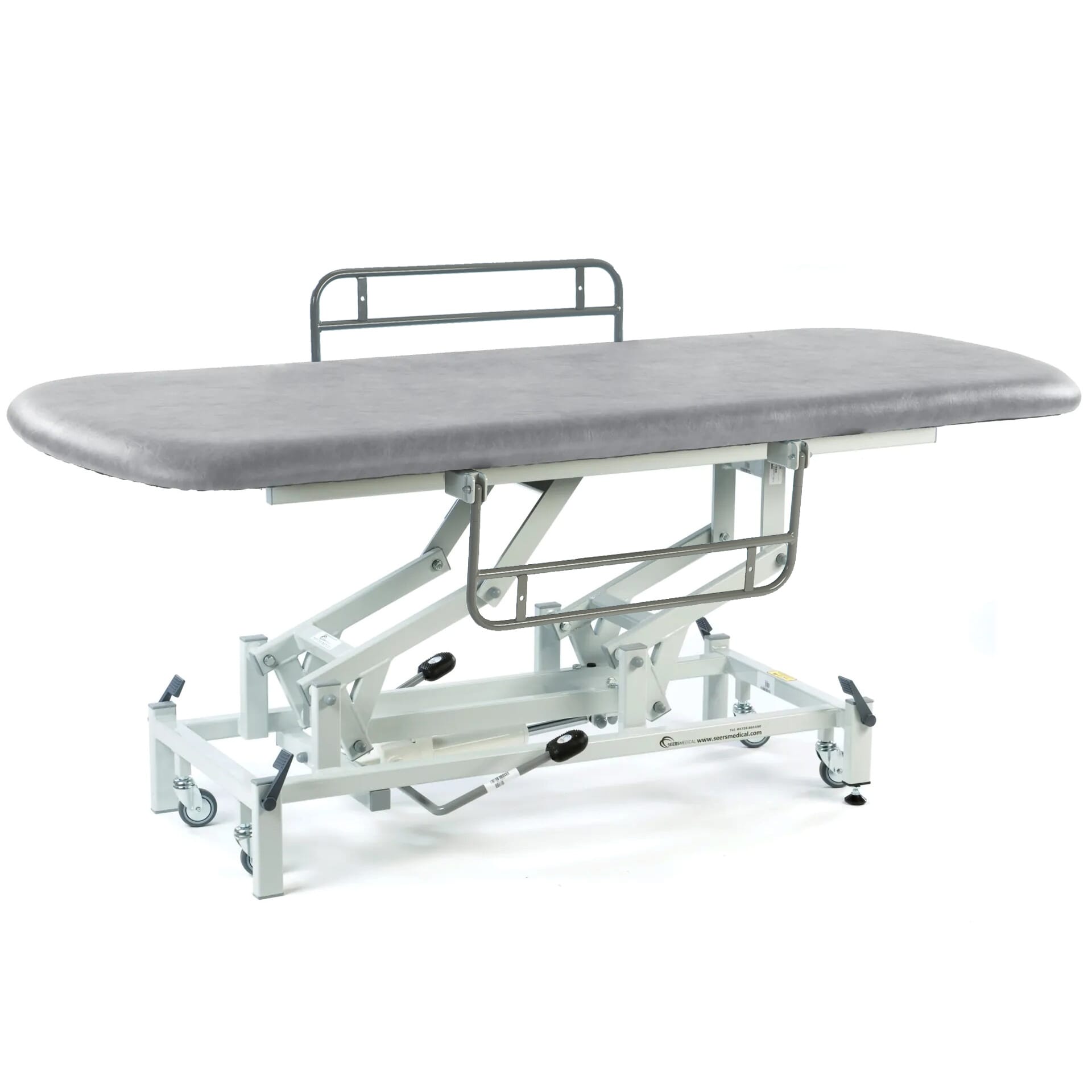 hydraulic changing table with retractable wheels light grey painted 1860mm