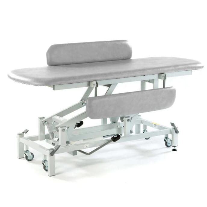 hydraulic changing table with retractable wheels light grey with padded side rails