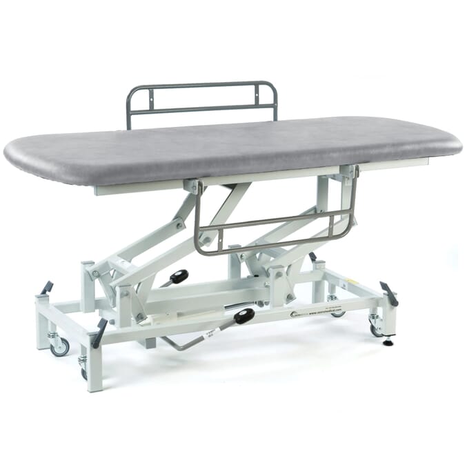 hydraulic changing table with retractable wheels light grey with side rails