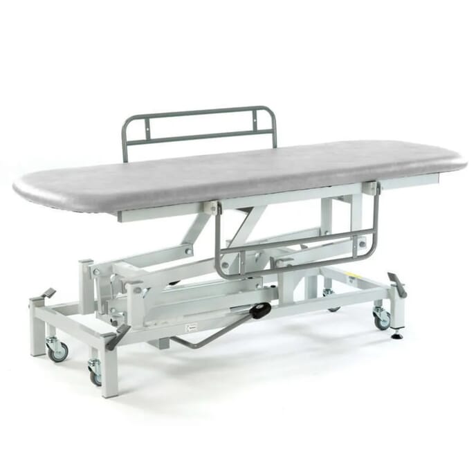 hydraulic changing table with retractable wheels light grey with side rails