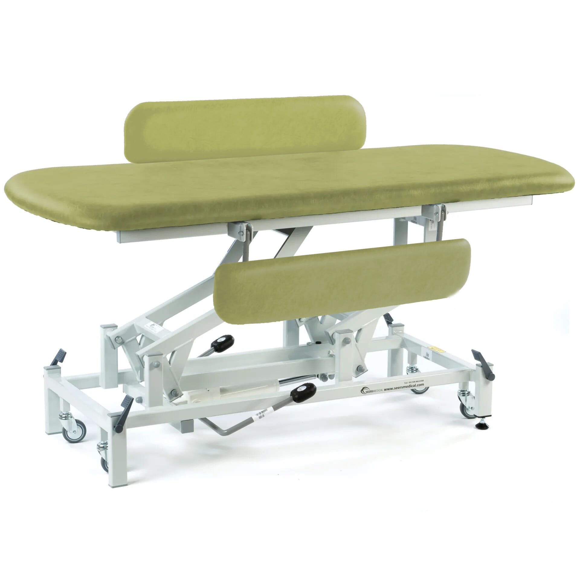 hydraulic height changing table with padded sides olive green