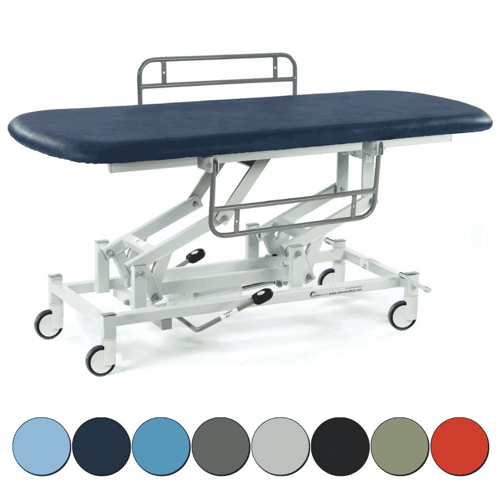 Hydraulic Therapy Hygiene Table with Central Locking Wheels and Side Rails
