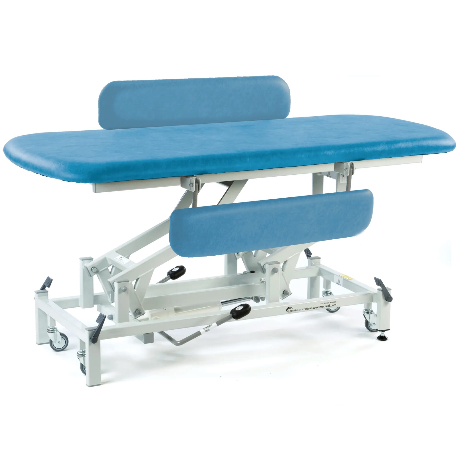 hydraulic therapy hygiene table with retractable wheels and padded side rails canard