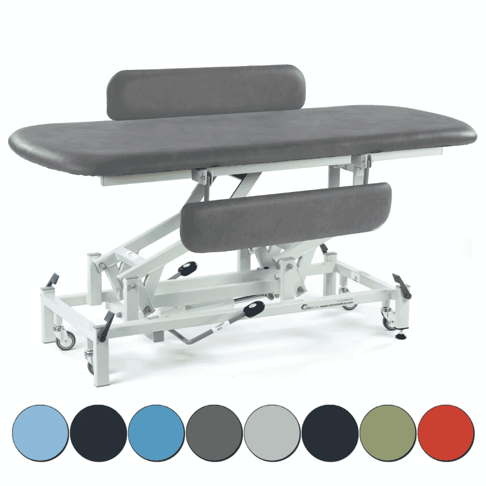 Hydraulic Therapy Hygiene Table with Retractable Wheels and Padded Side Rails