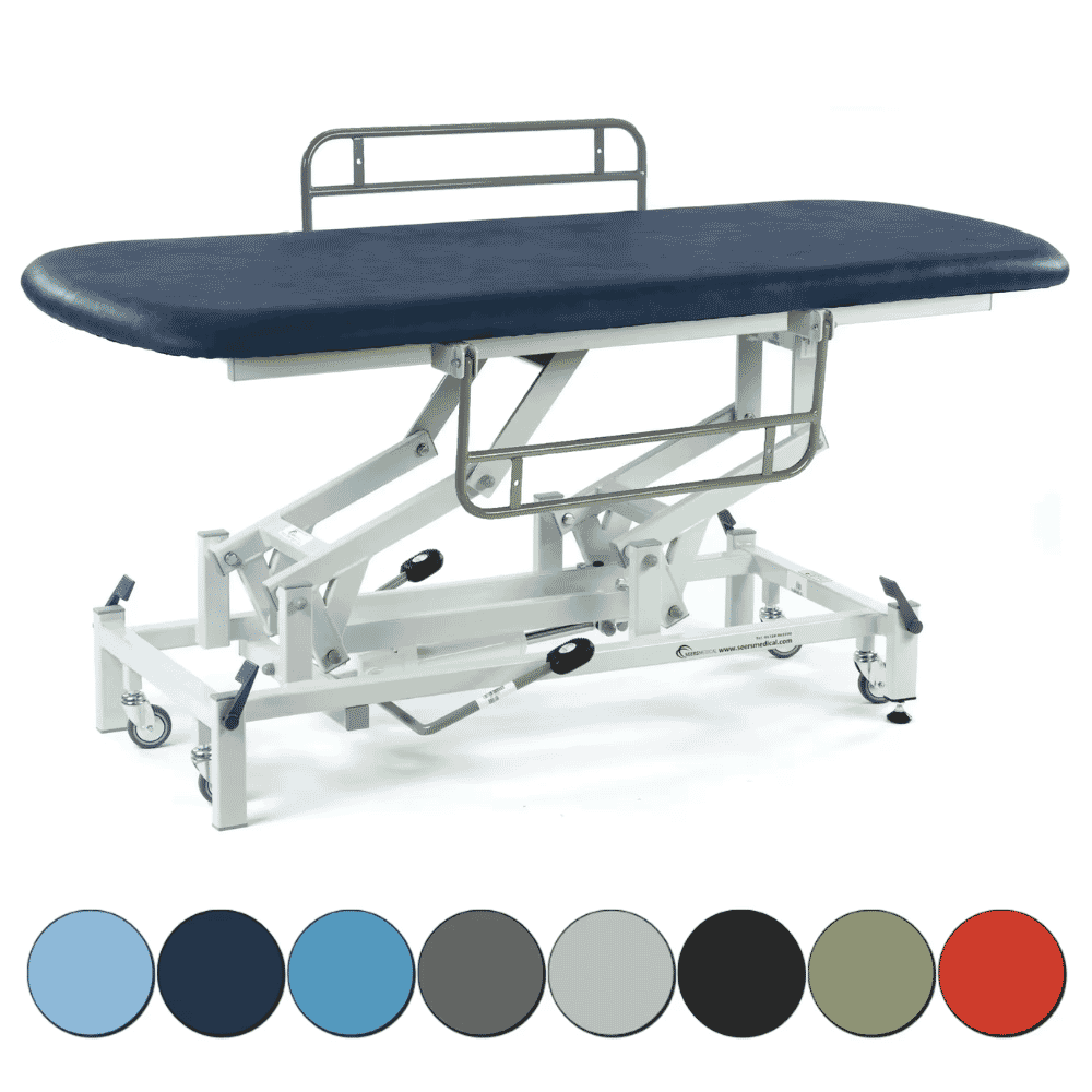 Hydraulic Therapy Hygiene Table with Retractable Wheels and Side Rails