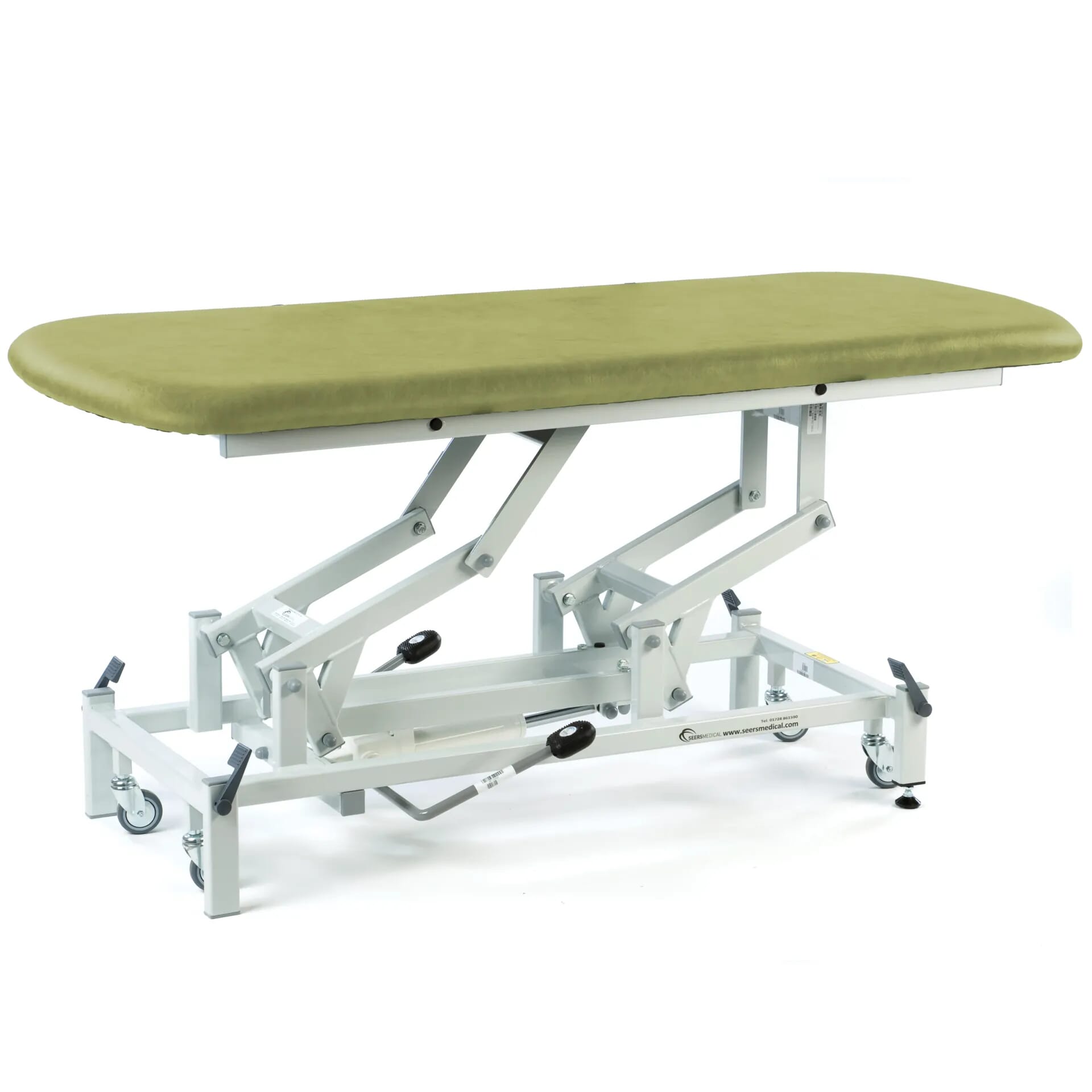 hydraulic therapy hygiene table with retractable wheels olive