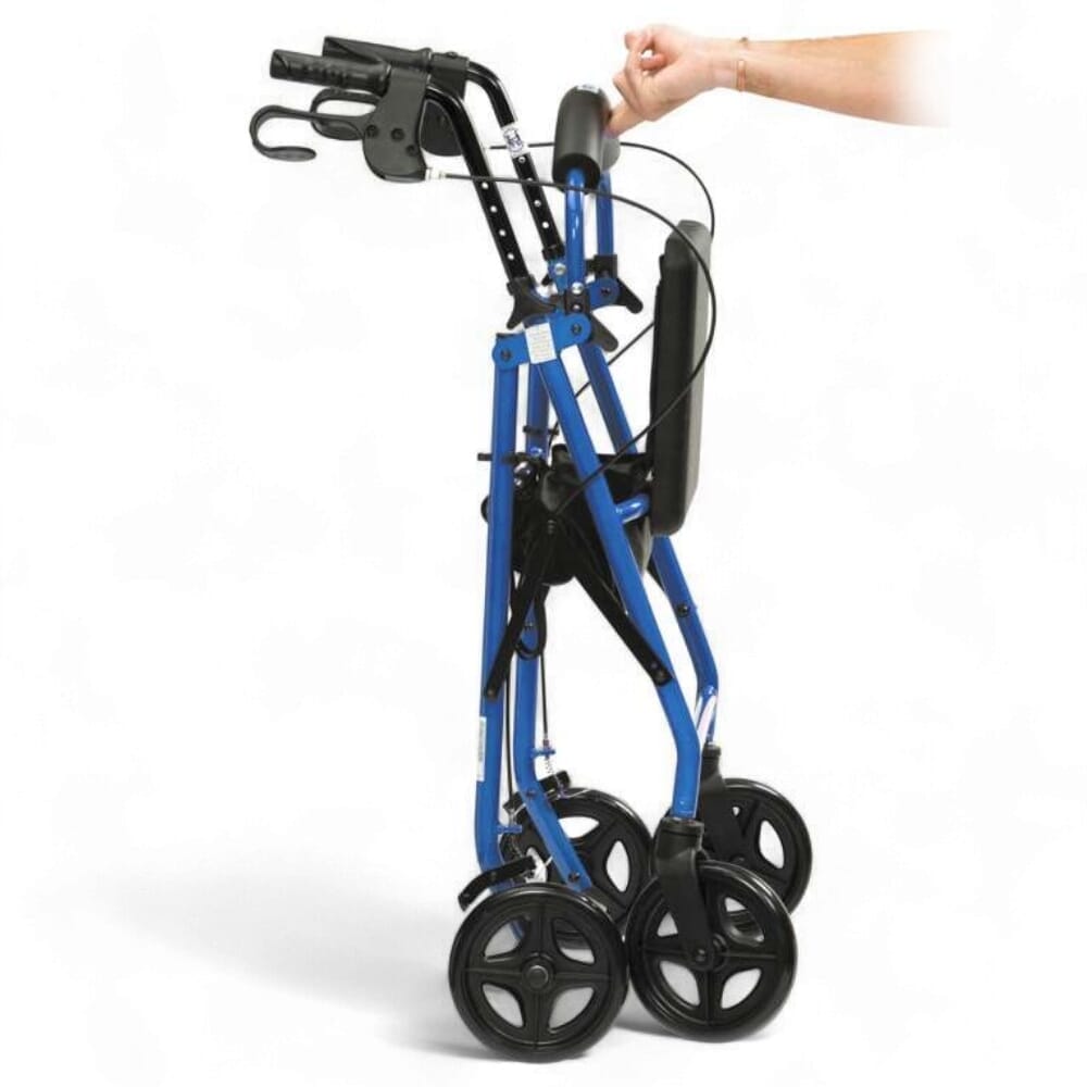 indoor rollator blue folded