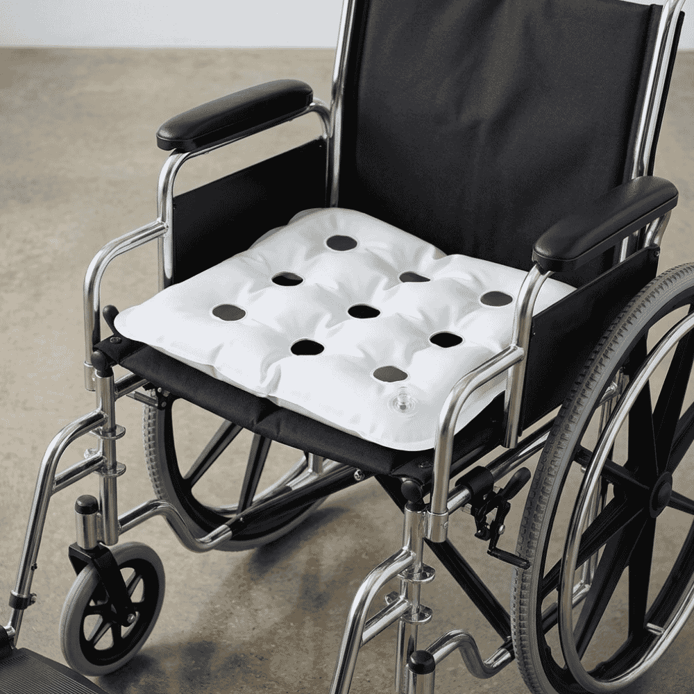 inflatable wheelchair cushion on wheelchair