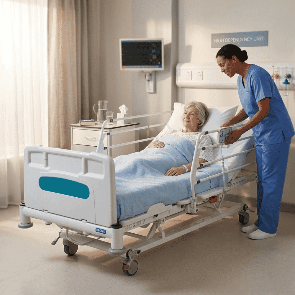 innov8 low bed with high cantilever side rails lifestyle