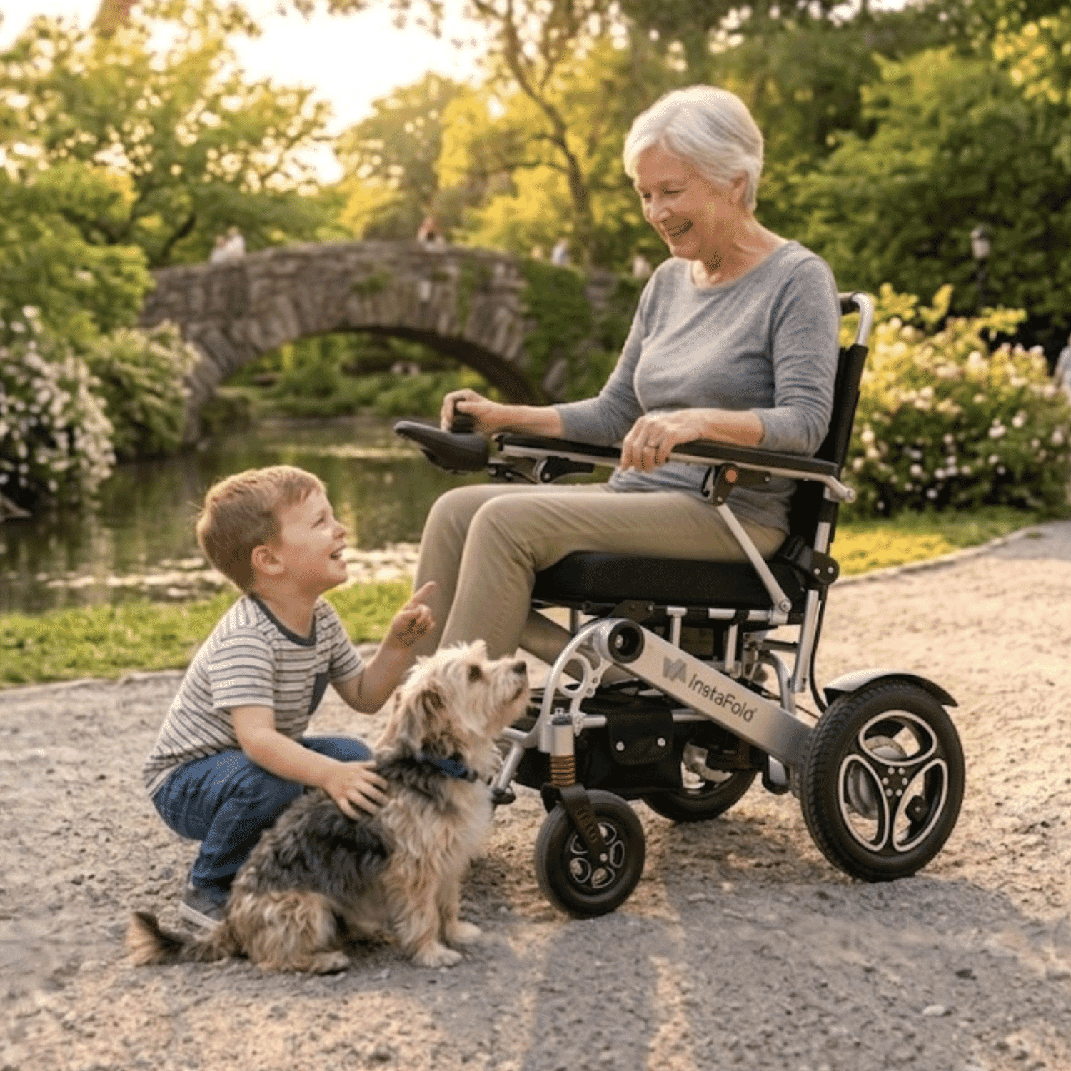 instafold electric wheelchair in use lifestyle