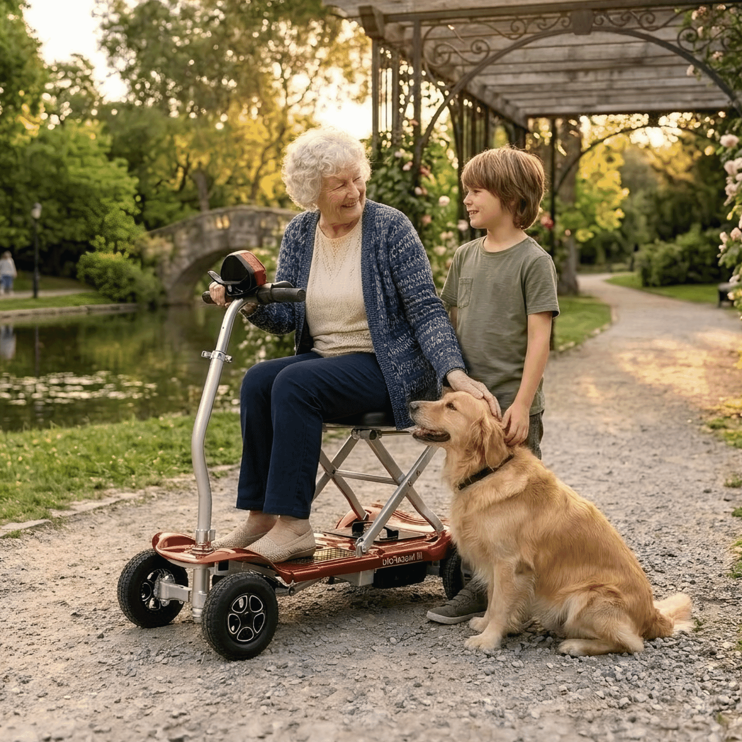 instafold folding mobility scooter red in use lifestyle