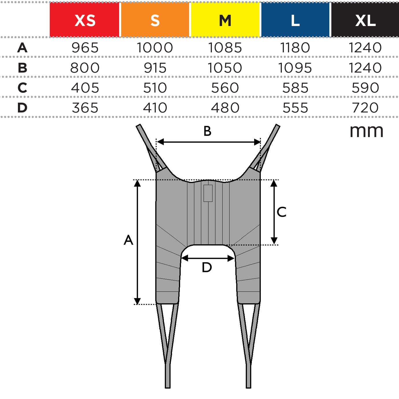 invacare universal standard net sling measurements