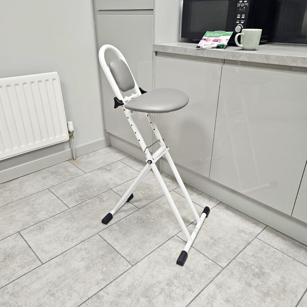 ironing perching stool in kitchen high seat